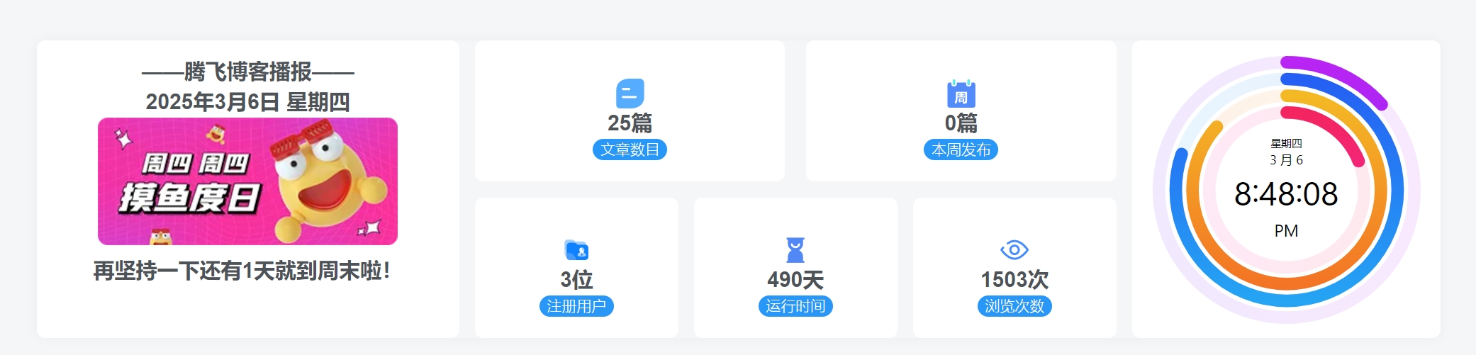 子比主题 – 首页底部统计小工具-解压狐